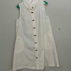 Sleeveless White Button-Down Dress